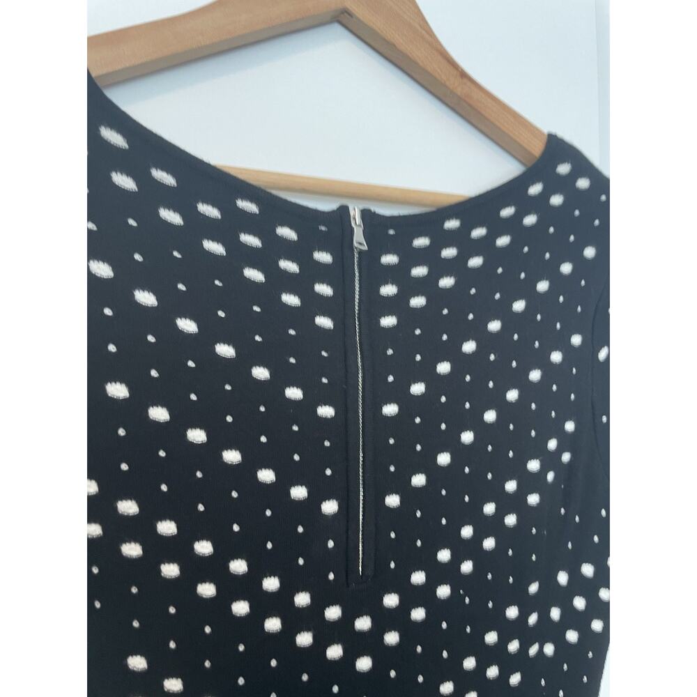 Milly Pointelle Knit Sweater Dress M Black White Fit & Flare Scoop Neck $395 - Picture 5 of 14